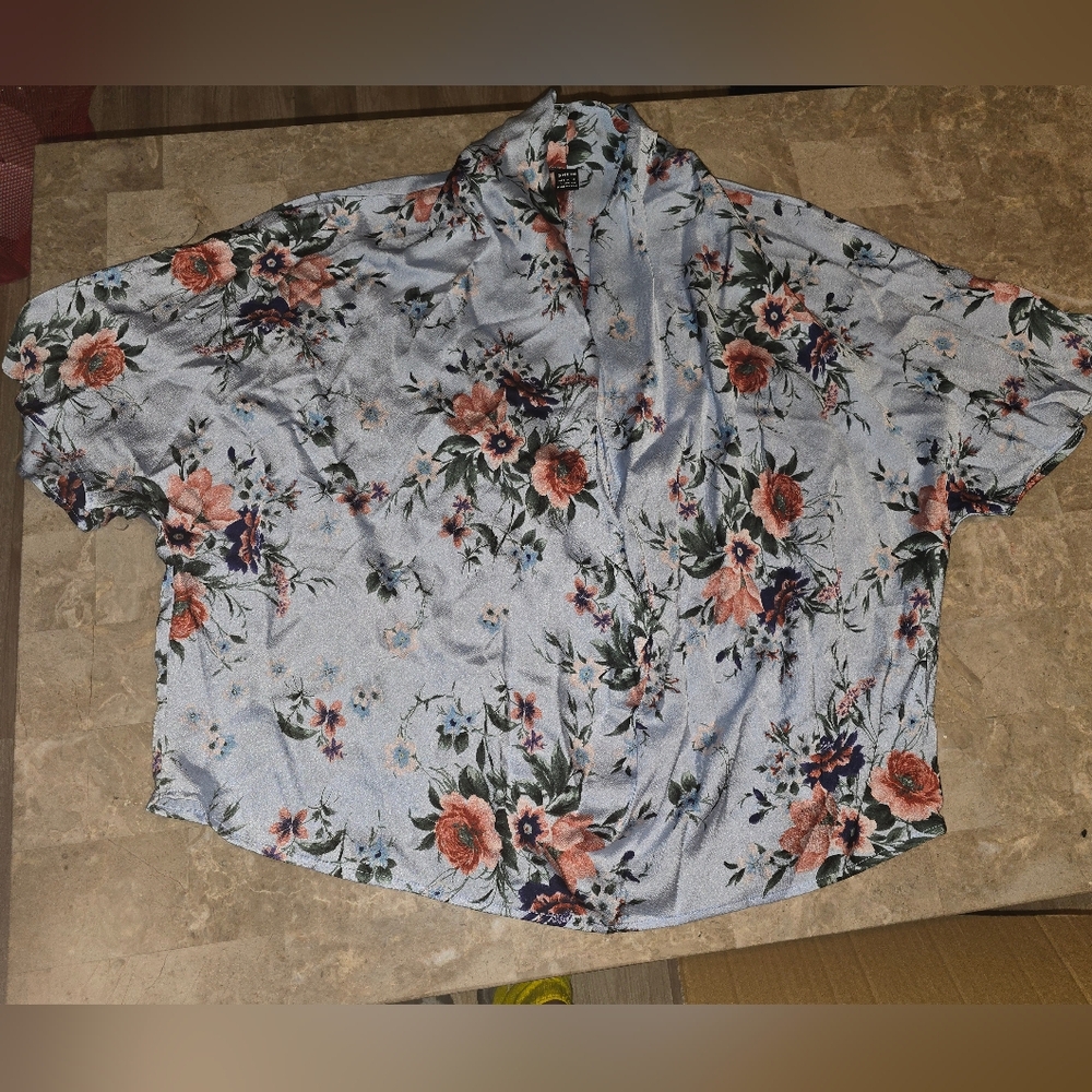 SHEIN Floral Men's Shirt - Blue and Pink